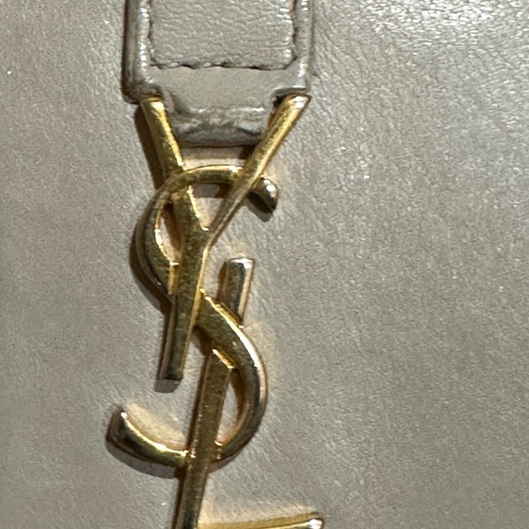 YSL Grey Trifold Auth Leather Wallet Complete W/box - Picture 10 of 13